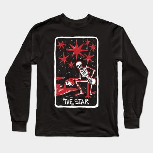 The Star Blood Red Skeleton Skull Tarot Card Long Sleeve T-Shirt